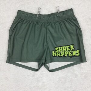 Shrek Womens Sleepwear Sleep Shorts Pajamas "Shrek Happens" Green Pull On M